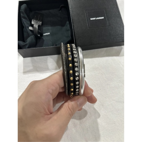 Saint Laurent 4 Piece Studded Out Bangle set | Muti Studded types around Bangles - Picture 11 of 11